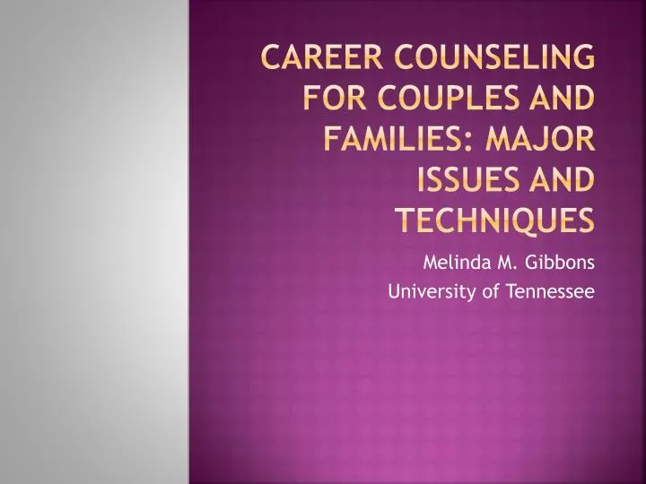 career counseling for couples and families major issues and techniques