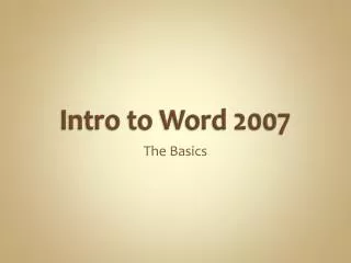 Intro to Word 2007