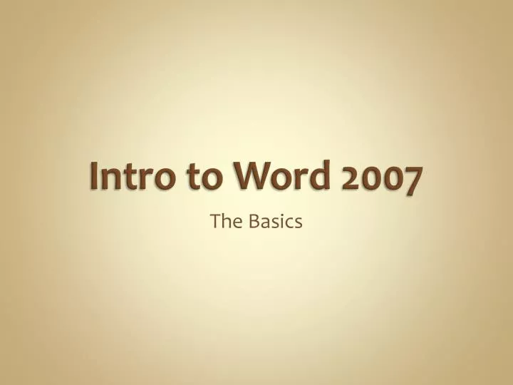 intro to word 2007