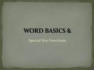 WORD BASICS &amp;