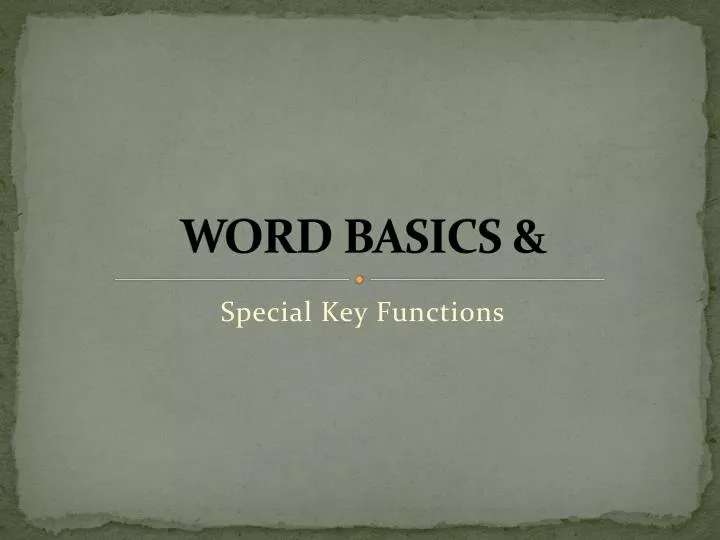 word basics