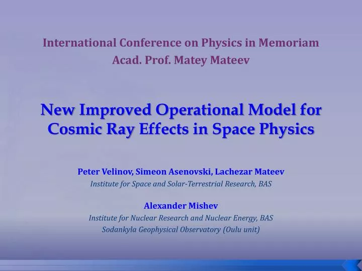 new improved operational model for cosmic ray effects in space physics