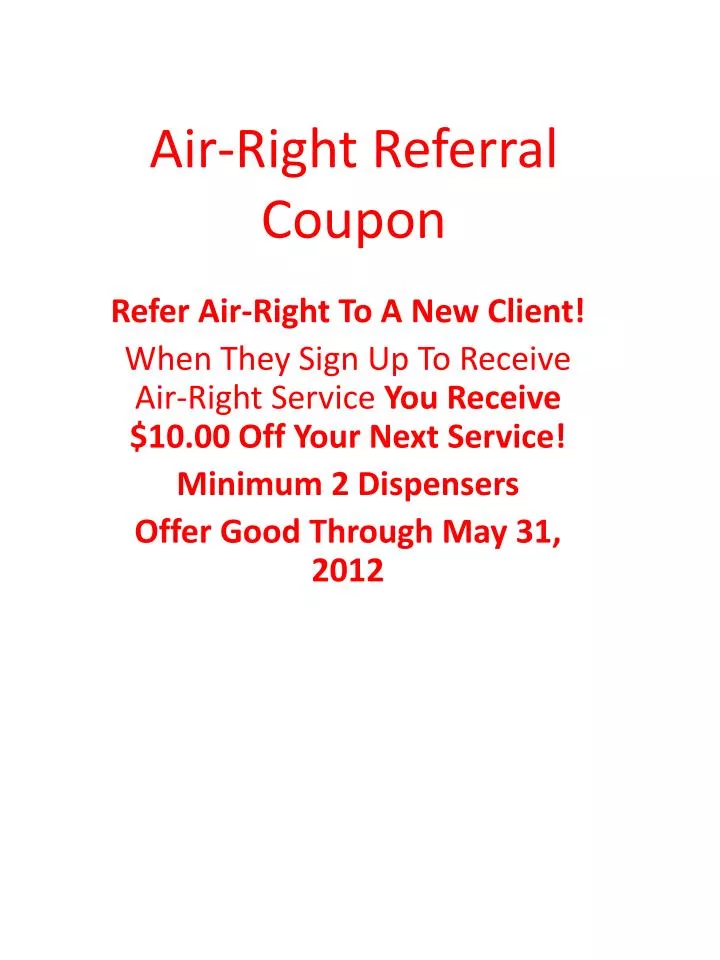air right referral coupon