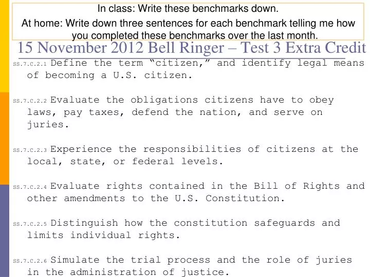 15 november 2012 bell ringer test 3 extra credit