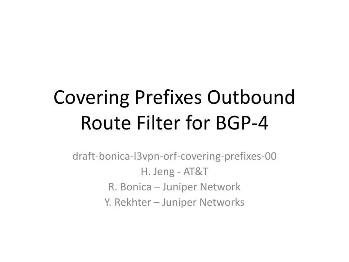 covering prefixes outbound route filter for bgp 4