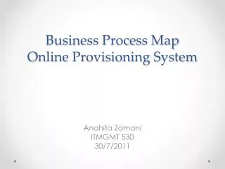 Business Process Map Online Provisioning System