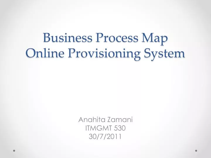 business process map online provisioning system