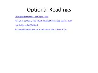Optional Readings