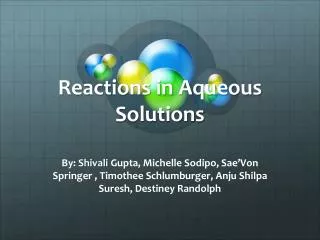 Reactions in Aqueous Solutions