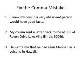 Fix the Comma Mistakes