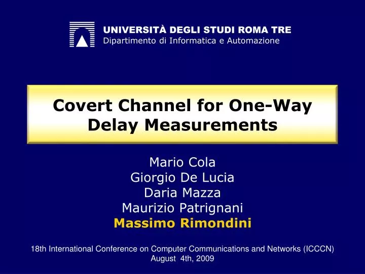 covert channel for one way delay measurements