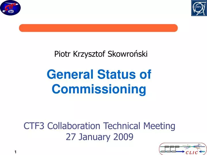 general status of commissioning