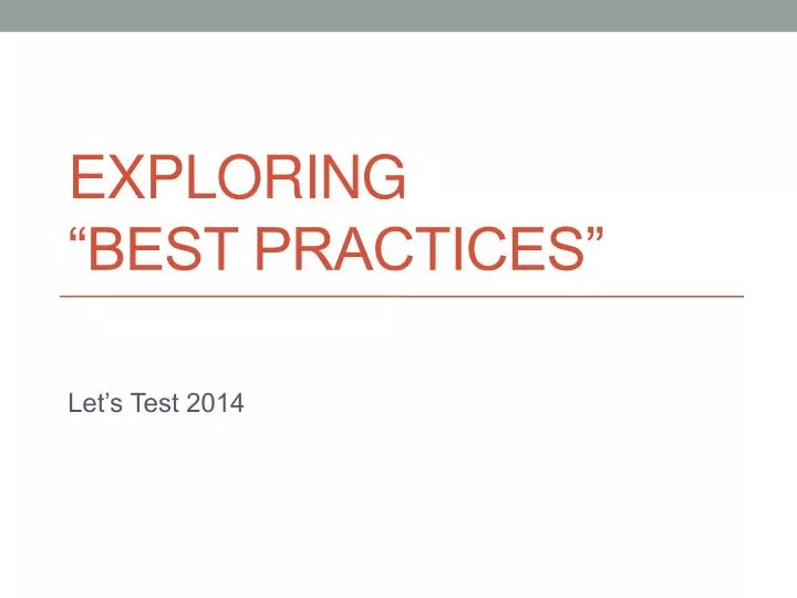 exploring best practices