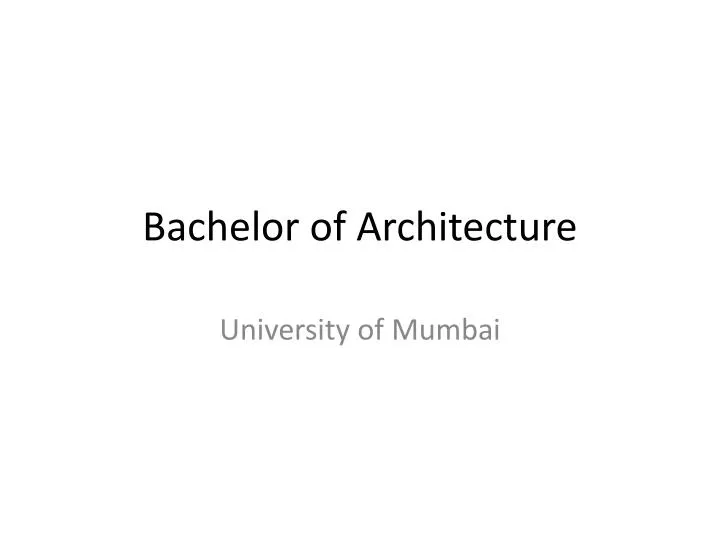 bachelor of architecture