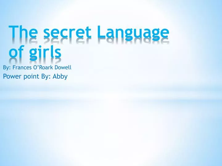 the secret language of girls