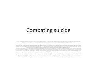 combating suicide