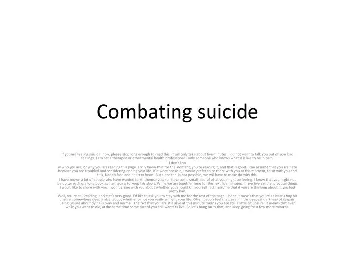 combating suicide