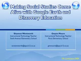 Making Social Studies Come Alive with Google Earth and Discovery Education