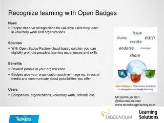 Recognize learning with Open Badges