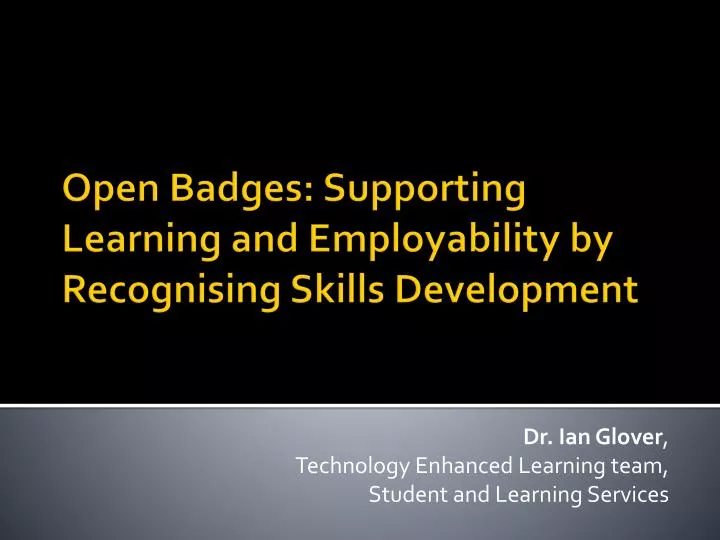 dr ian glover technology enhanced learning team student and learning services