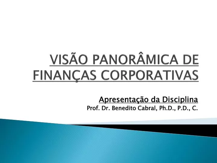 vis o panor mica de finan as corporativas