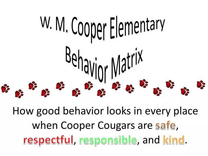 how good behavior looks in every place when cooper cougars are safe respectful responsible and kind