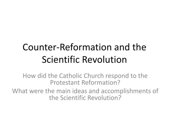 counter reformation and the scientific revolution