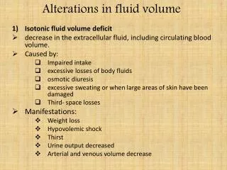Alterations in fluid volume