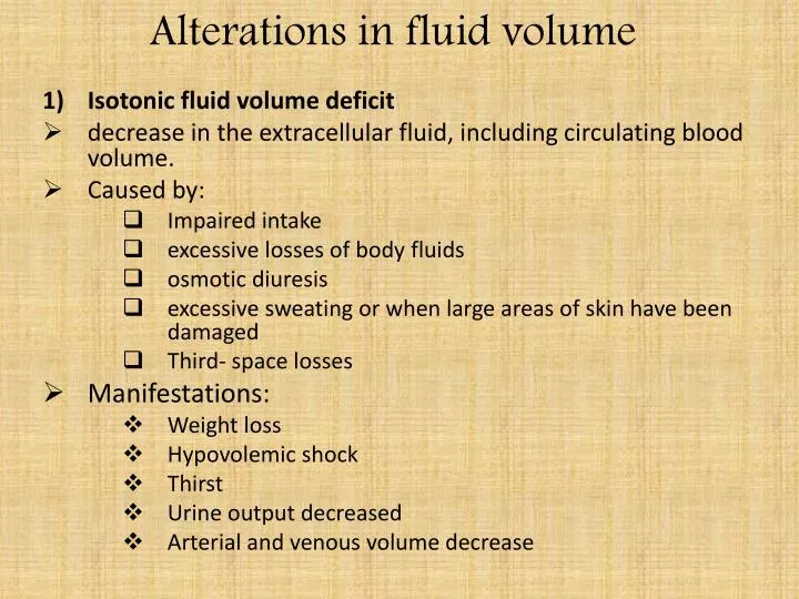 alterations in fluid volume