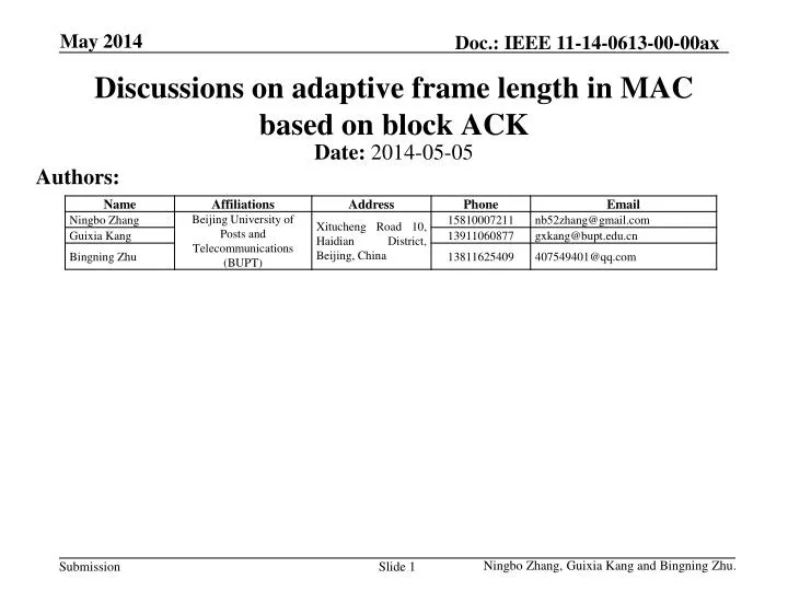 discussions on adaptive frame length in mac based on block ack