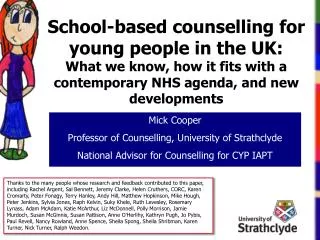 Mick Cooper Professor of Counselling, University of Strathclyde