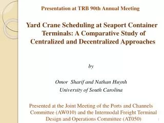 Presentation at TRB 90th Annual Meeting