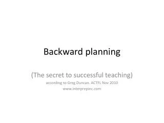 Backward planning