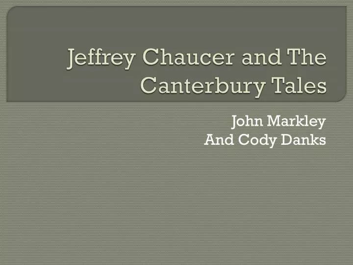 jeffrey chaucer and the canterbury tales