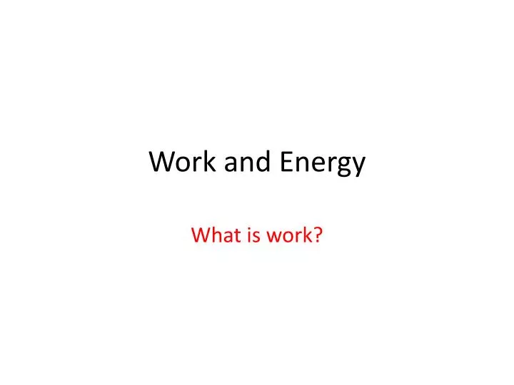 work and energy