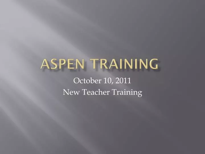 aspen training