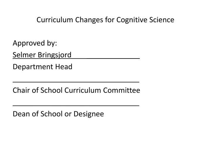 curriculum changes for cognitive science