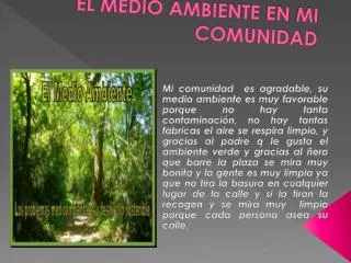 el medio ambiente en mi comunidad