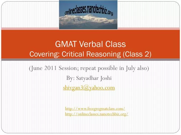 gmat verbal class covering critical reasoning class 2