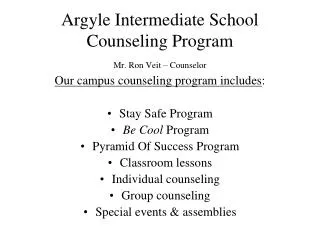 Argyle Intermediate School Counseling Program