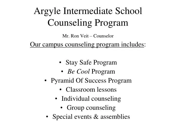 argyle intermediate school counseling program