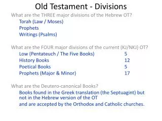 Old Testament - Divisions
