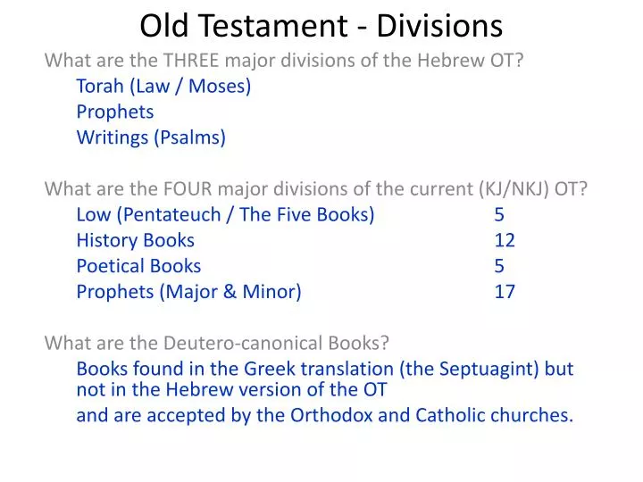 old testament divisions