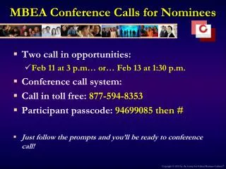 MBEA Conference Calls for Nominees