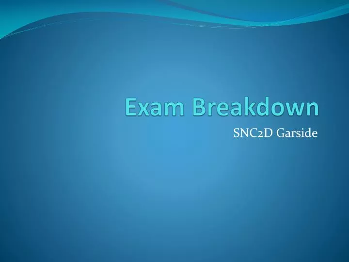 exam breakdown