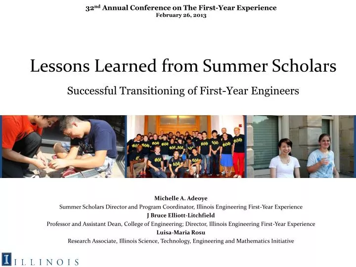 lessons learned from summer scholars successful transitioning of first year engineers