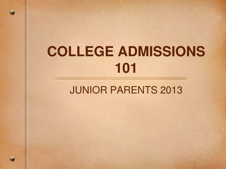 college admissions 101