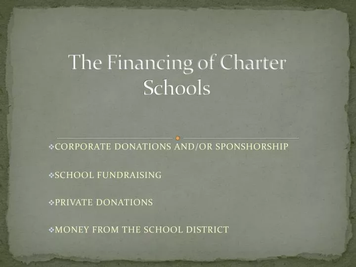 the financing of charter schools