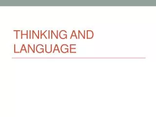 thinking and language