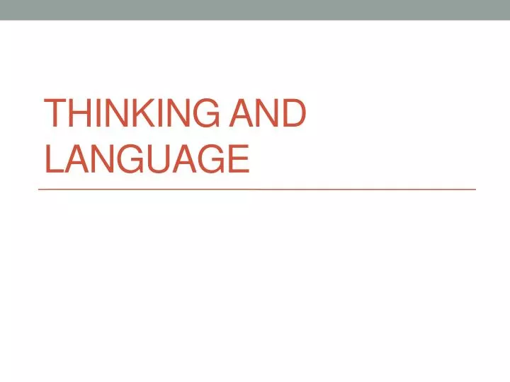 thinking and language